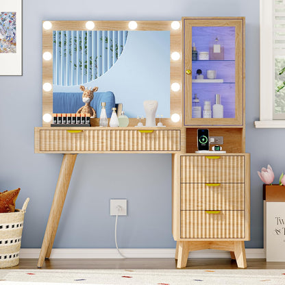 45" Glass Top Vanity Makeup Table Set - Canva Home
