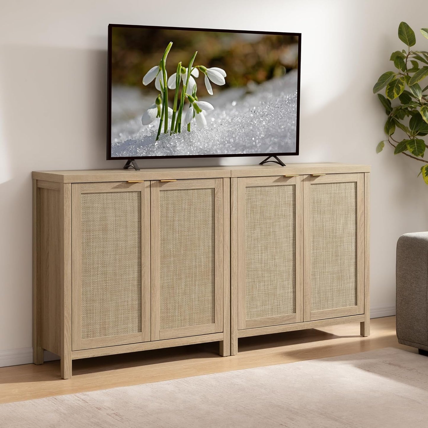Rattan Sideboard Buffet Cabinet with Large Storage - Canva Home