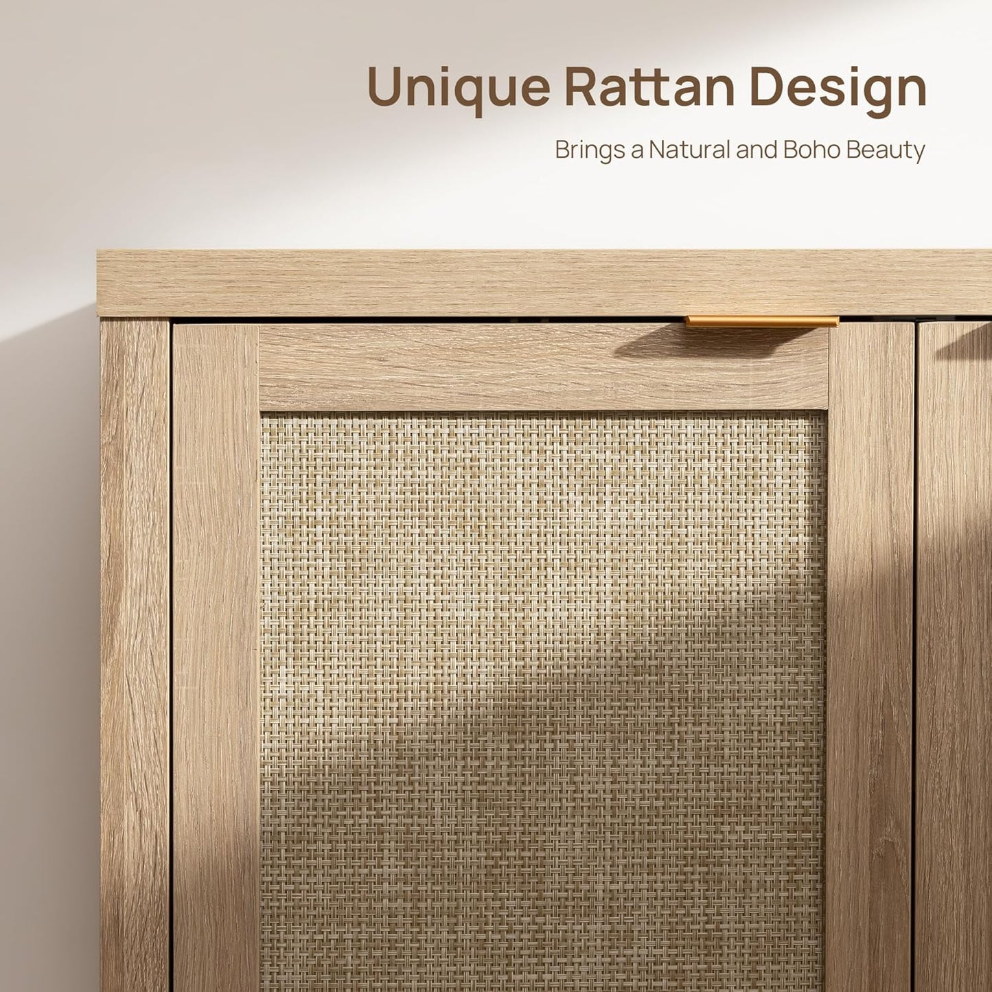 Rattan Sideboard Buffet Cabinet with Large Storage - Canva Home