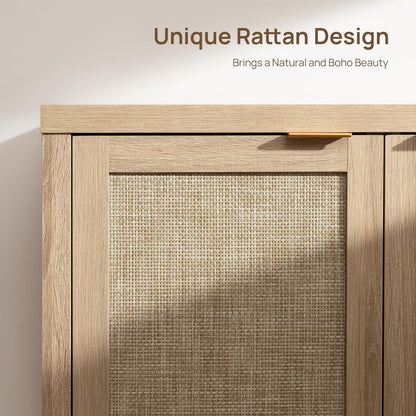 Rattan Sideboard Buffet Cabinet with Large Storage - Canva Home