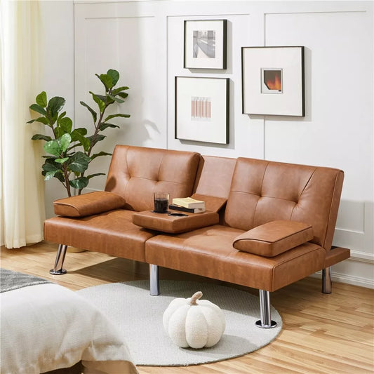 Faux Leather Futon Sofa Bed