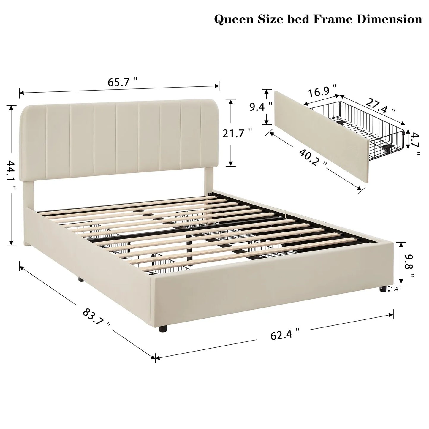 Diaz Plateform Bed Frame With Storage