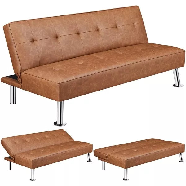 Boyer Leather Convertible Futon Sofa Bed