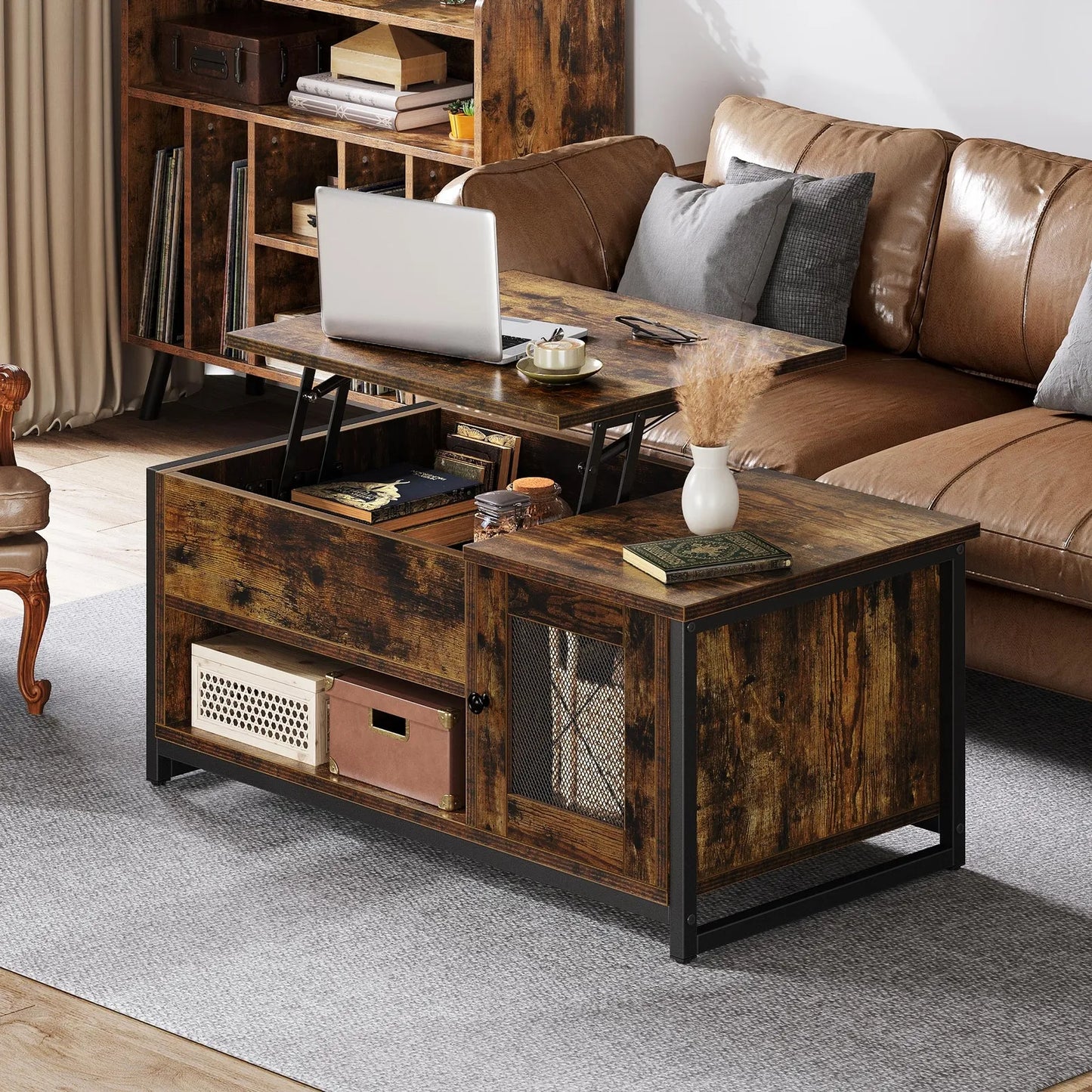 Oscar Rustic Lift Top Farmhouse Coffee Table