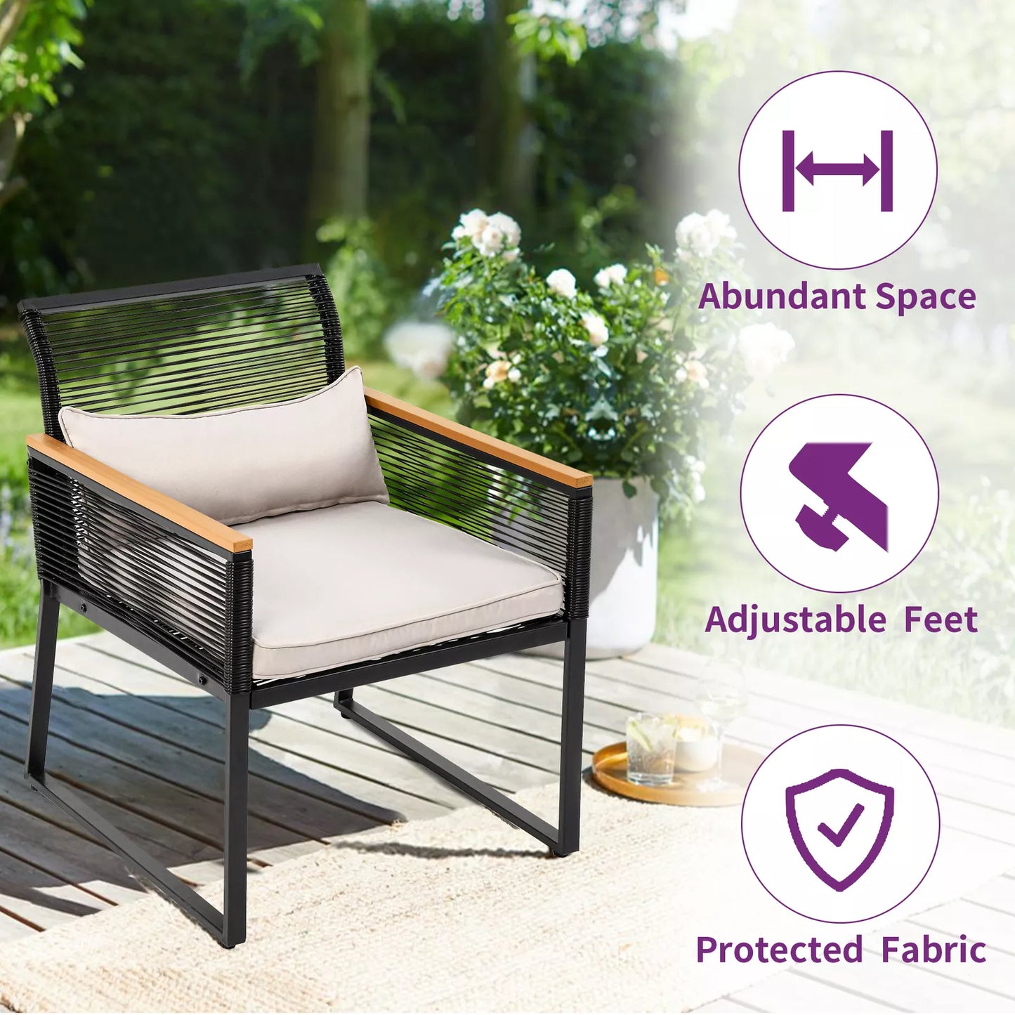 Aiza 4 Pieces Outdoor Patio Furniture Set