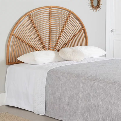 Mariah King Wood Rattan Wicker Bed Headboard