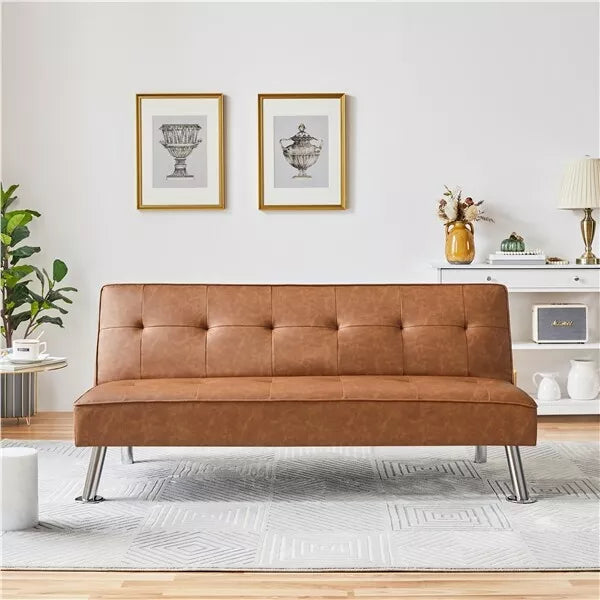 Boyer Leather Convertible Futon Sofa Bed