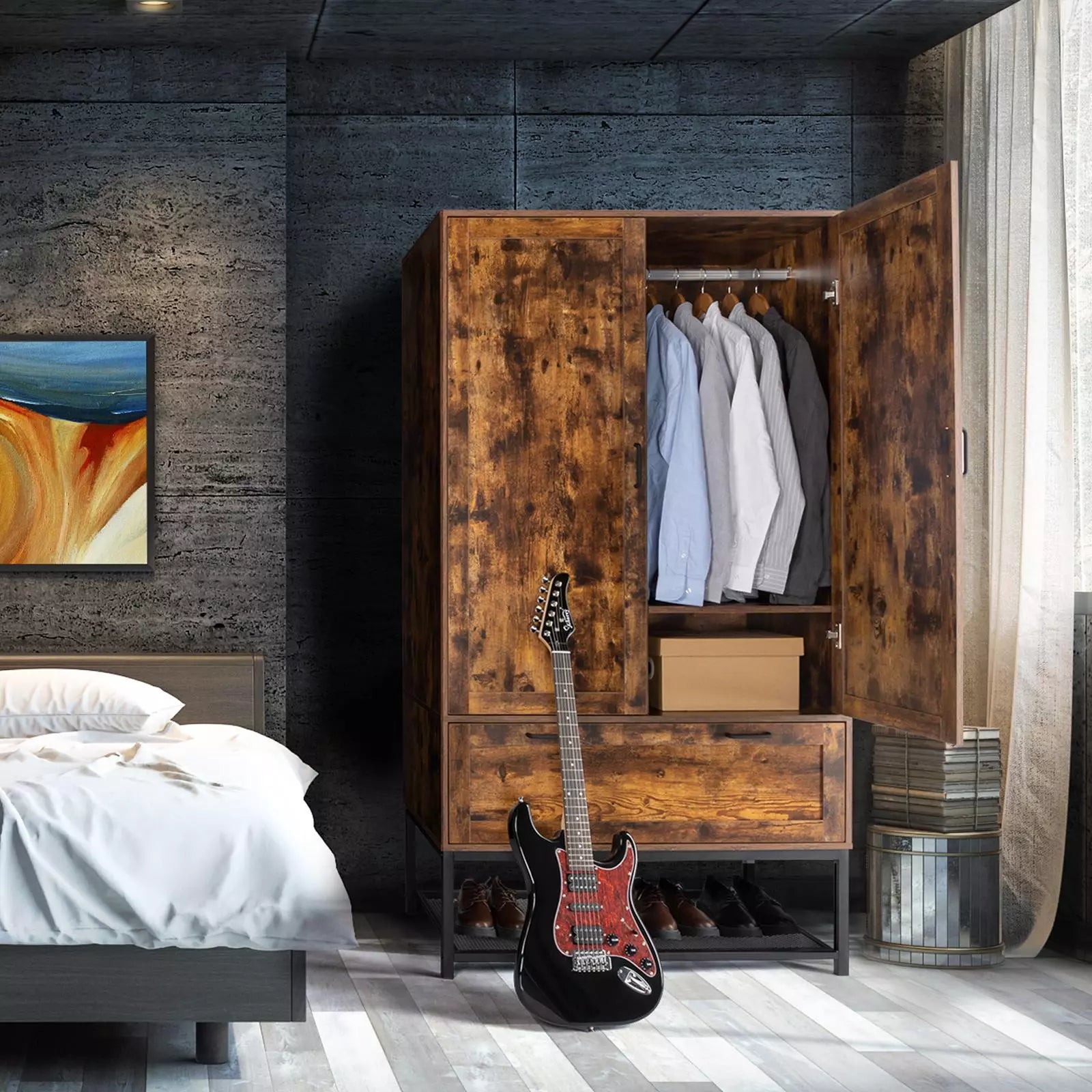 Rustic Armoire Wardrobe Closet – Canva Home