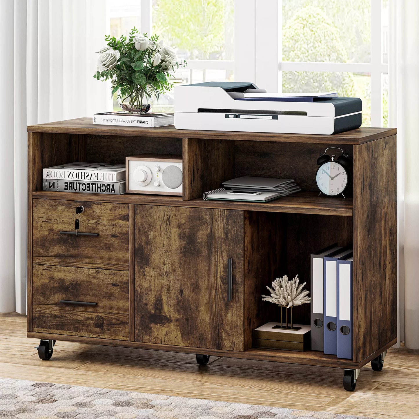 Lily 2 Drawers Lateral Filing Cabinet With Lock