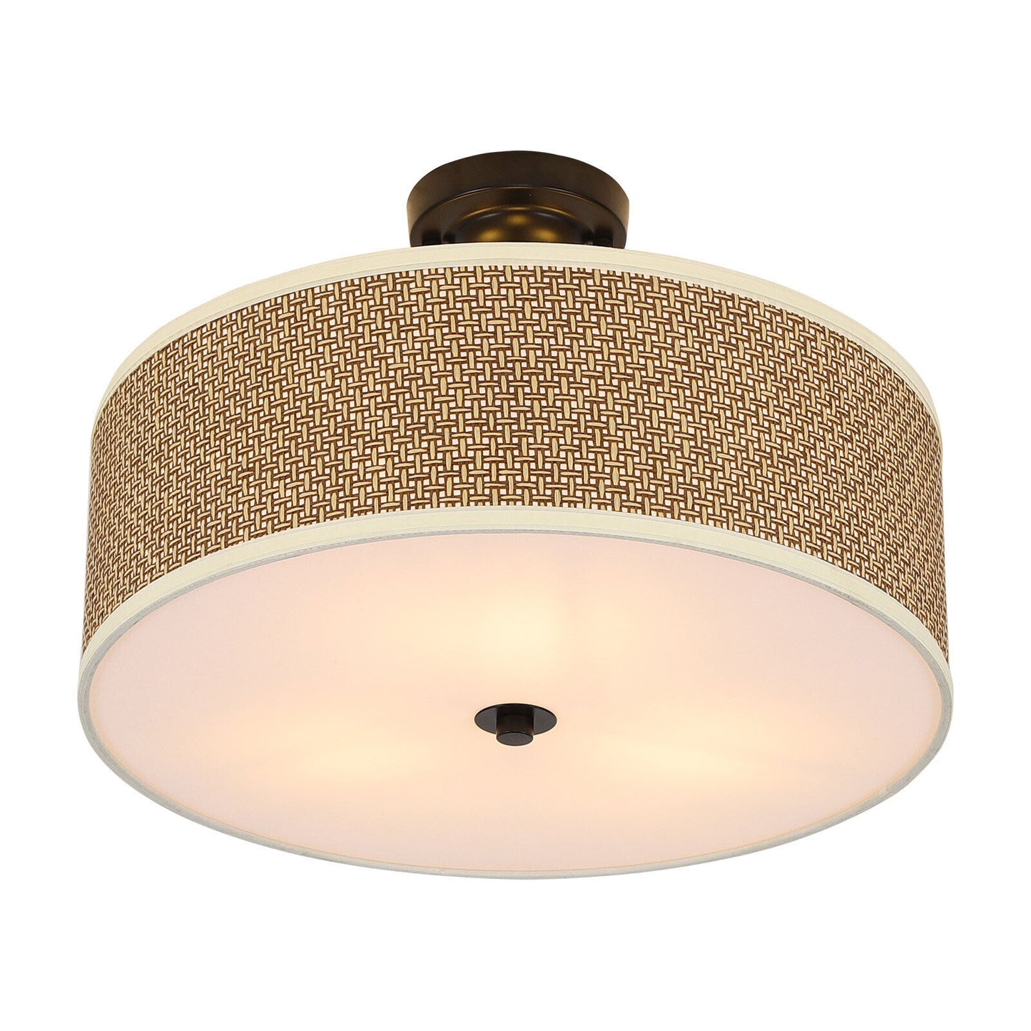 Rattan Semi Mount Ceiling Light