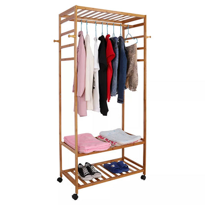 30" Heavy Duty Wood Wardrobe Clothes Rack