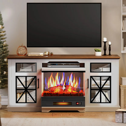 Kira Farmhouse Fireplace TV Stand (Up to 65")