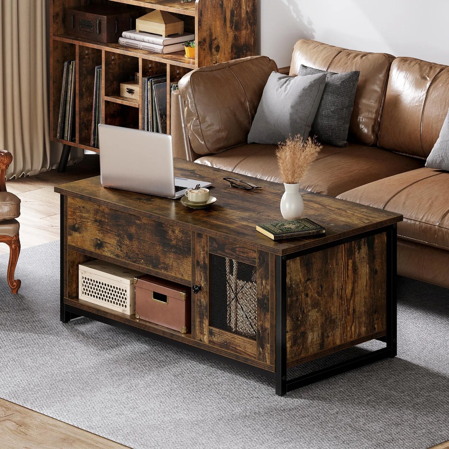 Oscar Rustic Lift Top Farmhouse Coffee Table