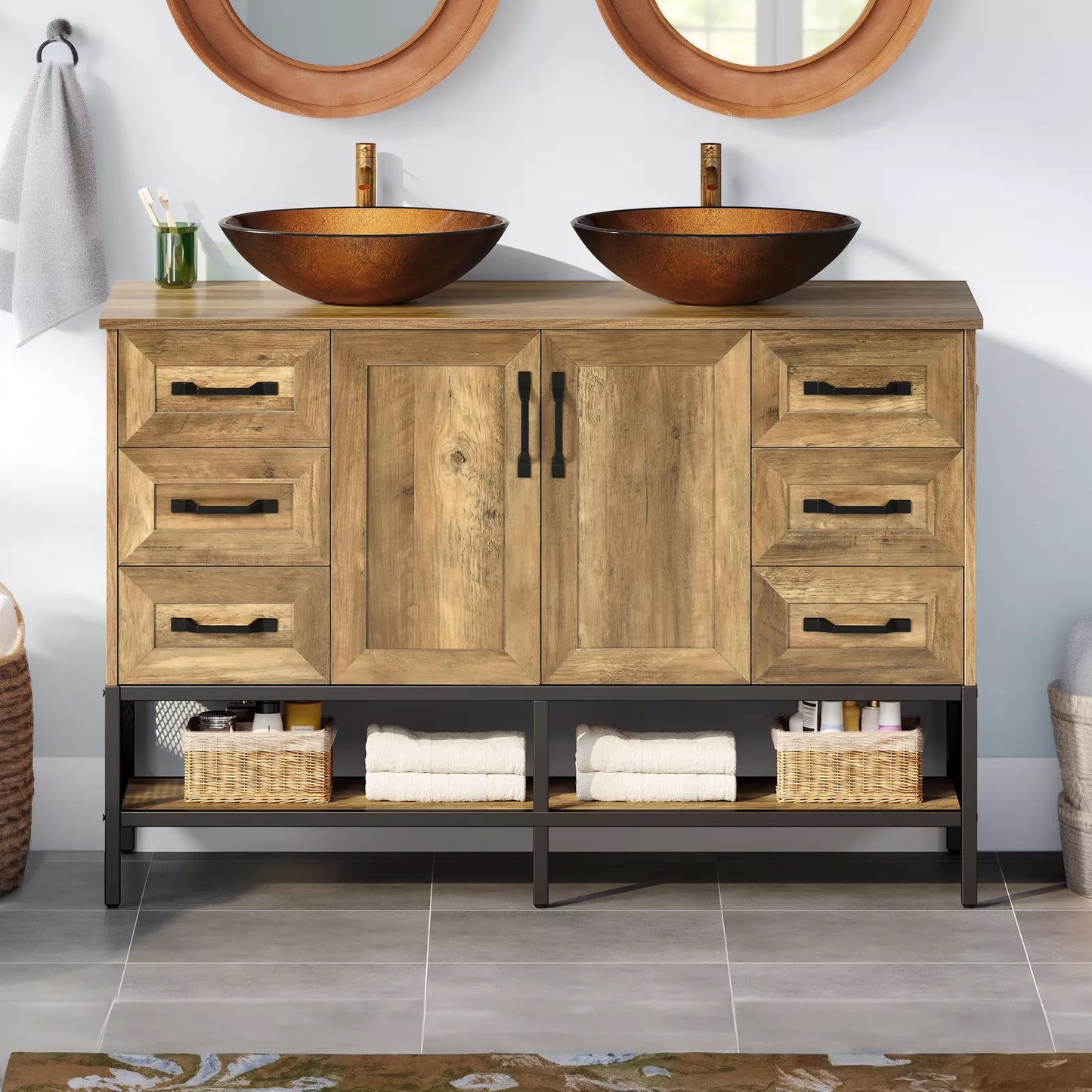 47" Double Bathroom Vanity Cabinet With Sink