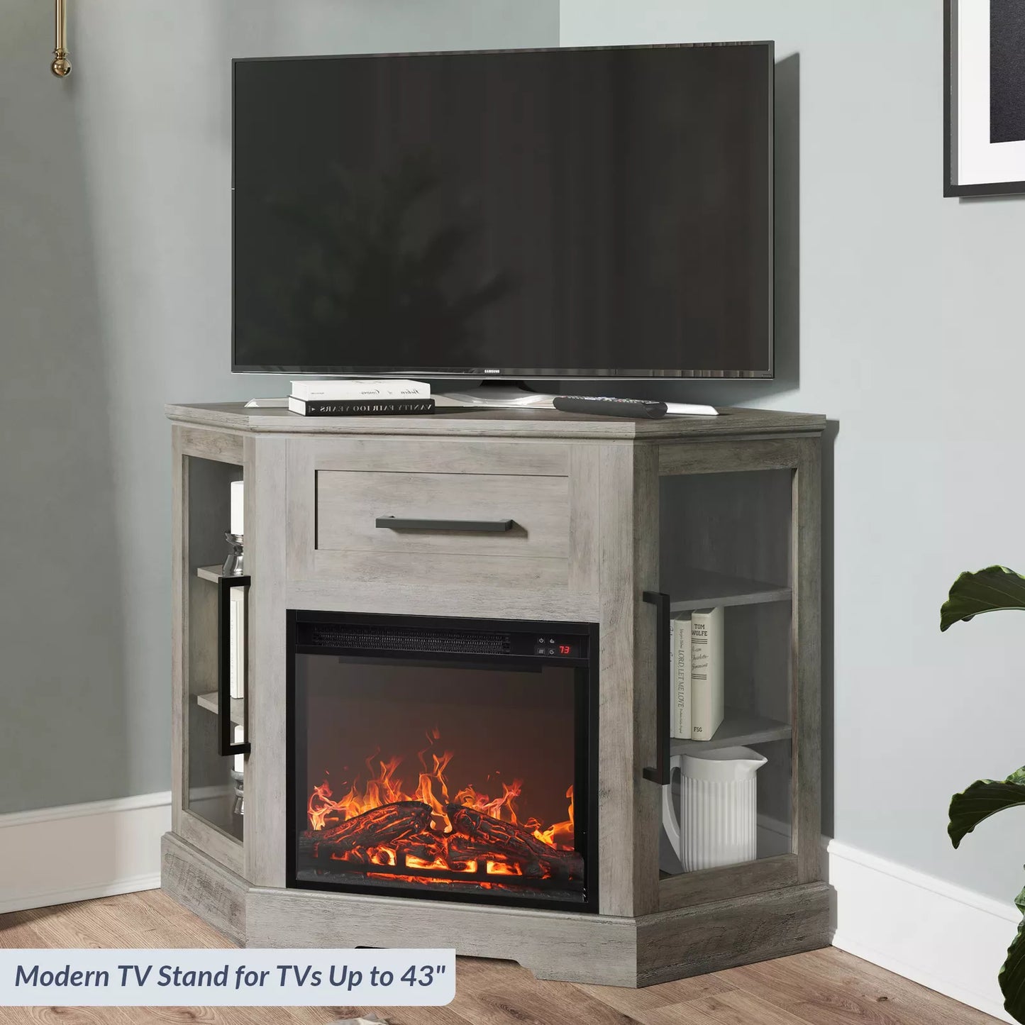 Cory Farmhouse Corner Fireplace TV Stand