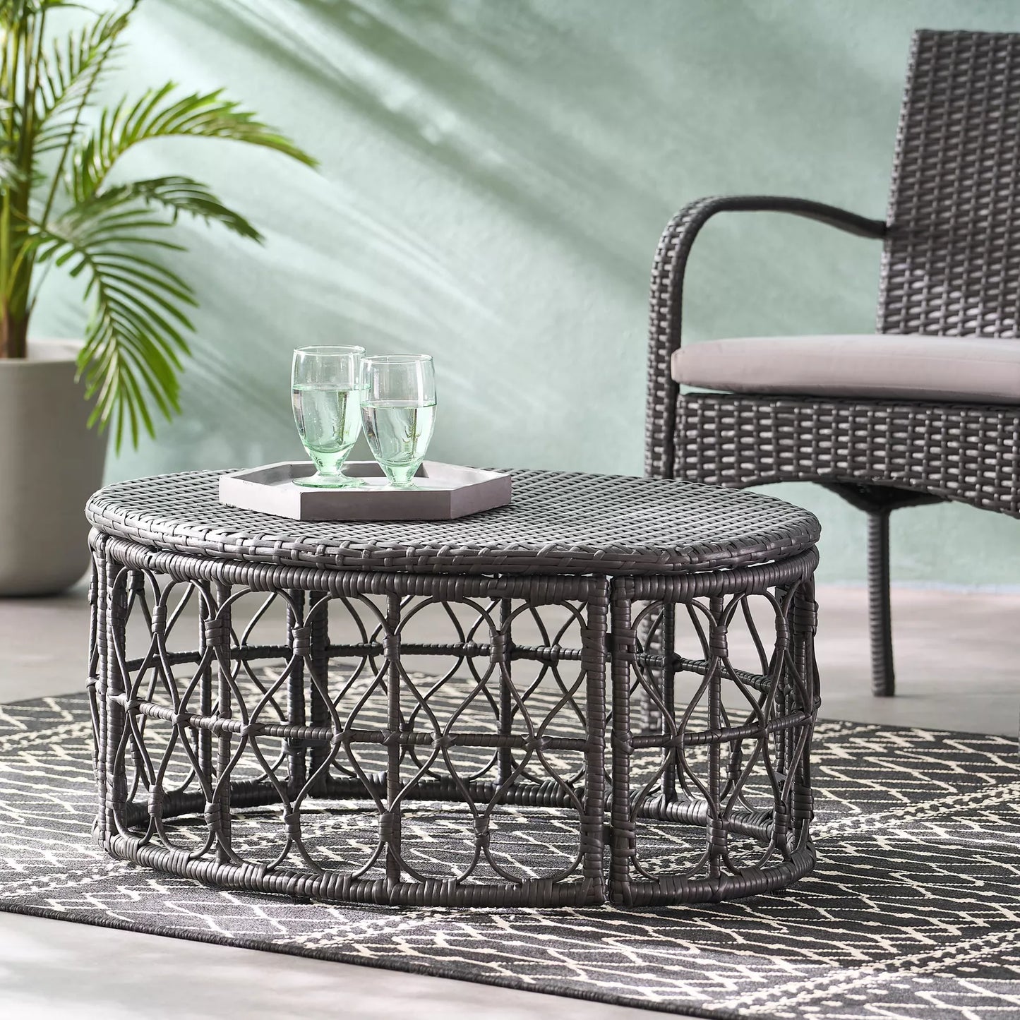 Mayo Wicker Round Rattan Coffee Table