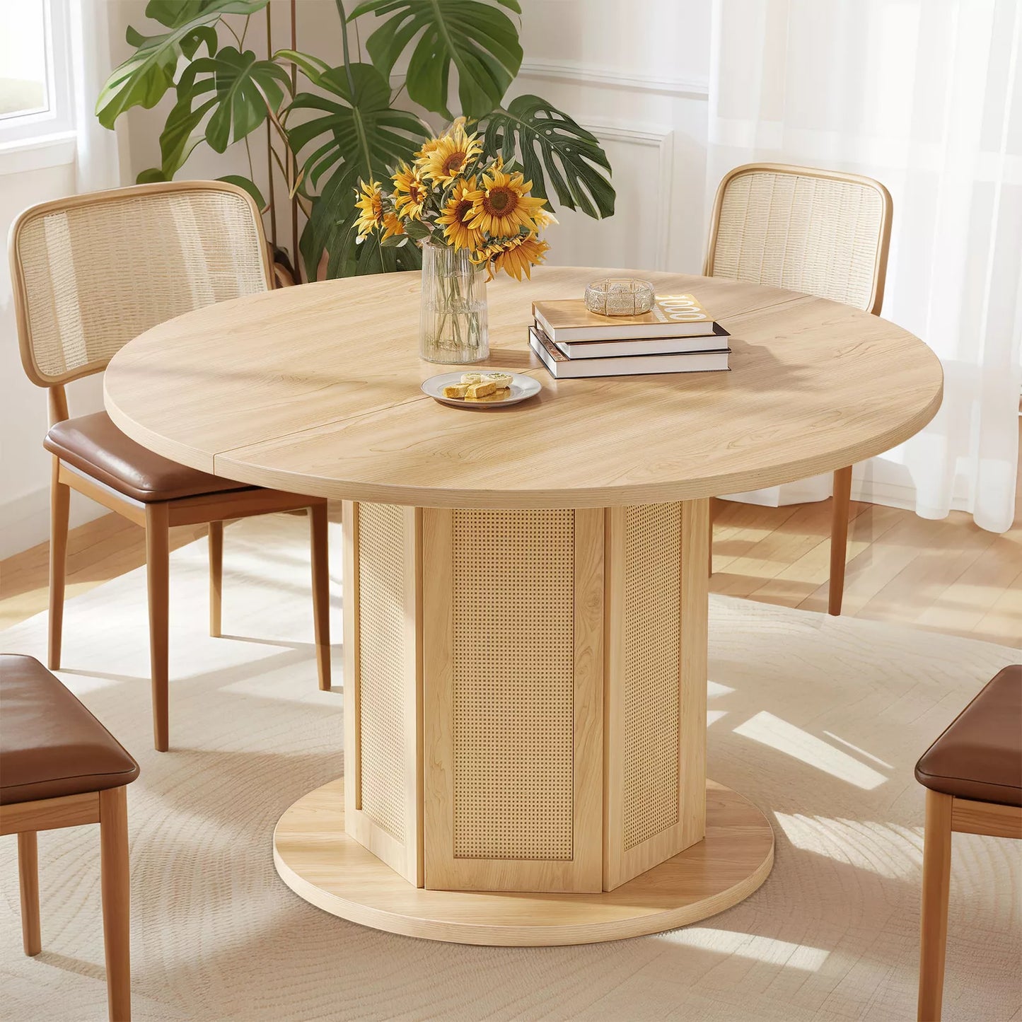 Todd Round Farmhouse Dining Table For 4