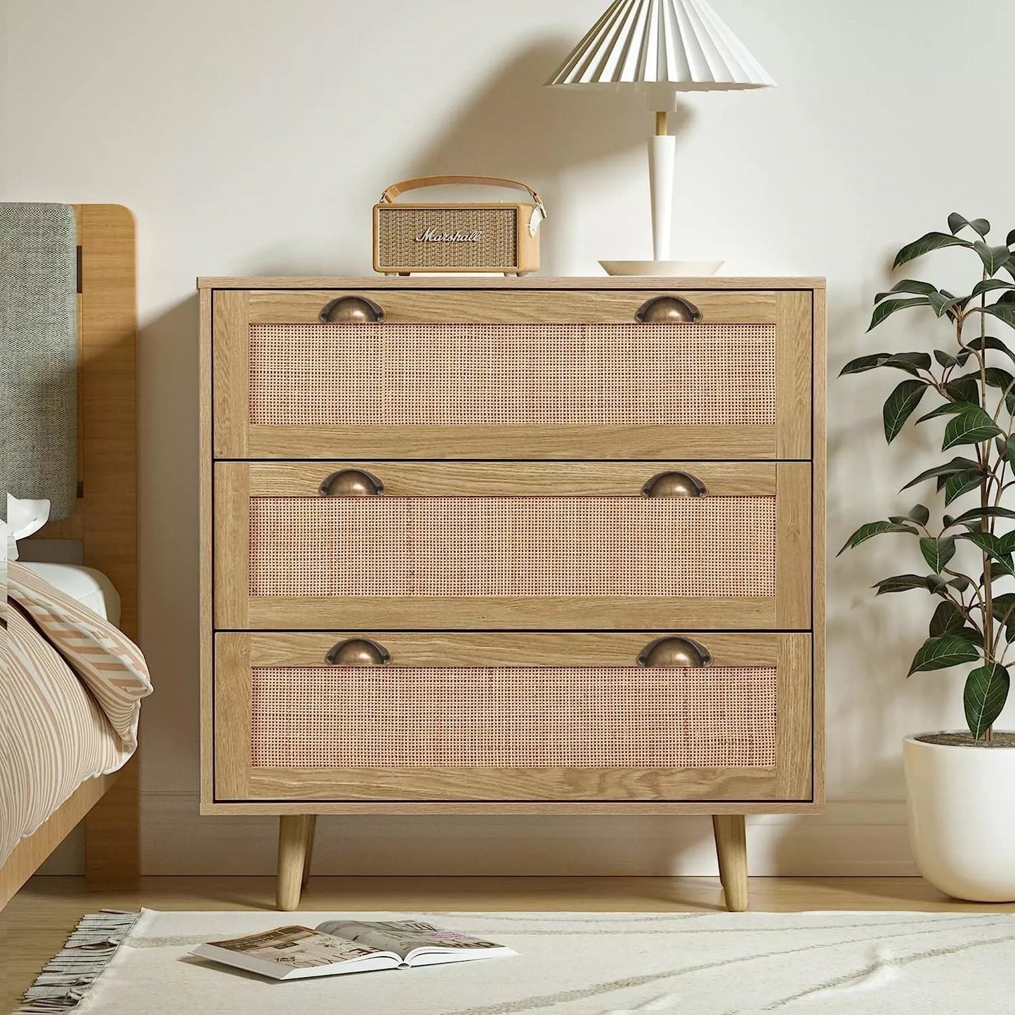 Rose Rattan Small 3 Drawer Chest Dresser