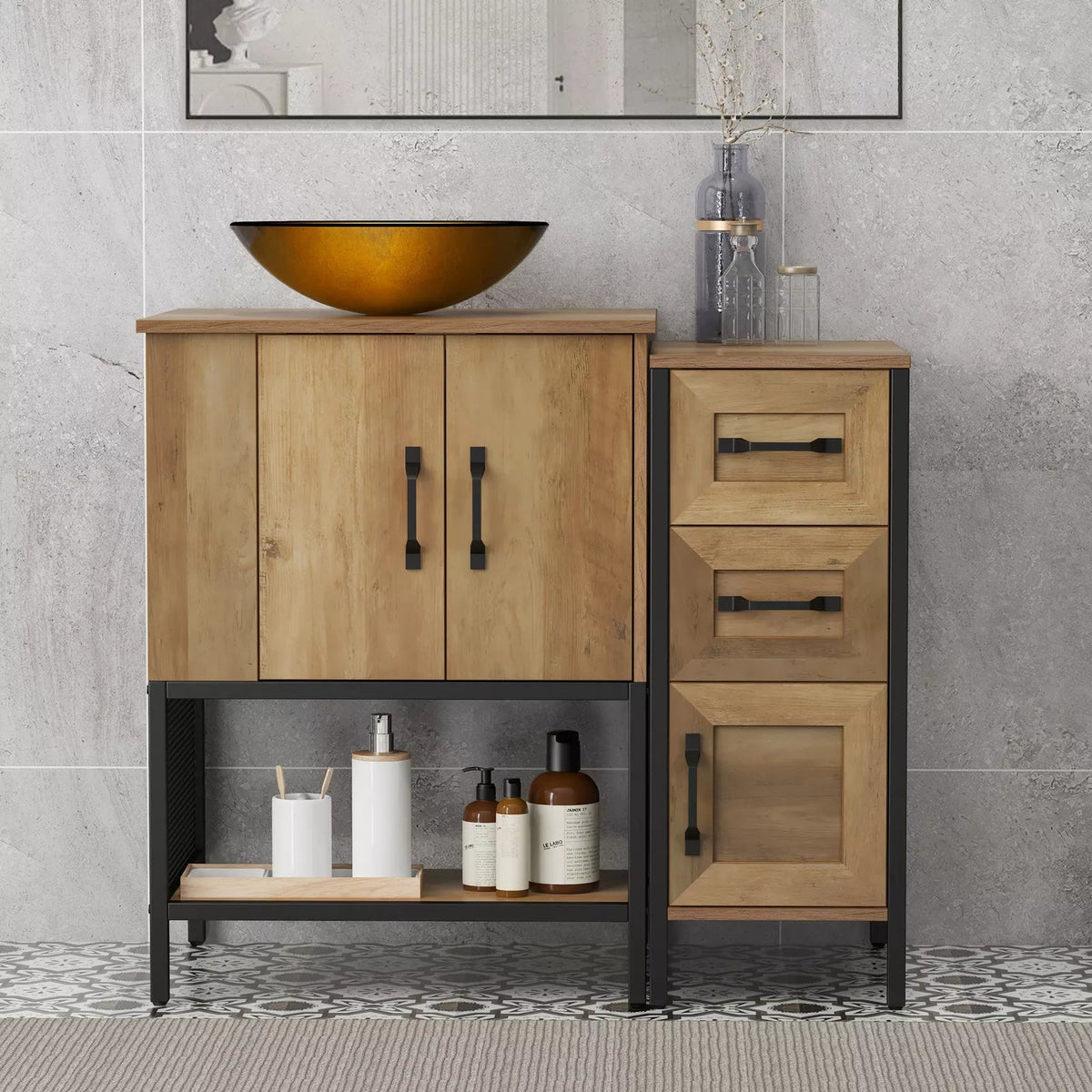 35" Industrial Bathroom Vanity Cabinet With Sink – Canva Home