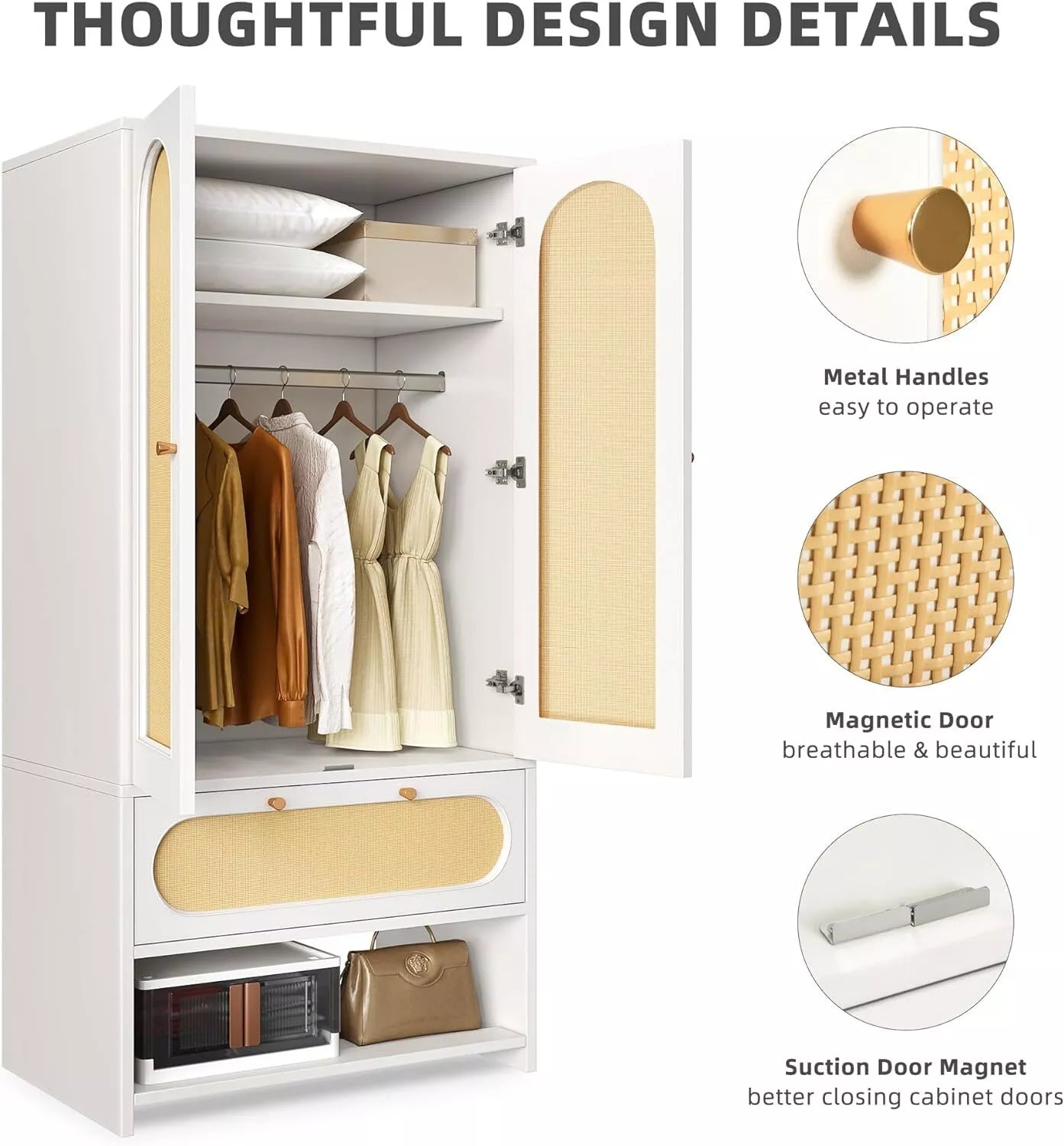 Rattan Armoire Wardrobe Closet