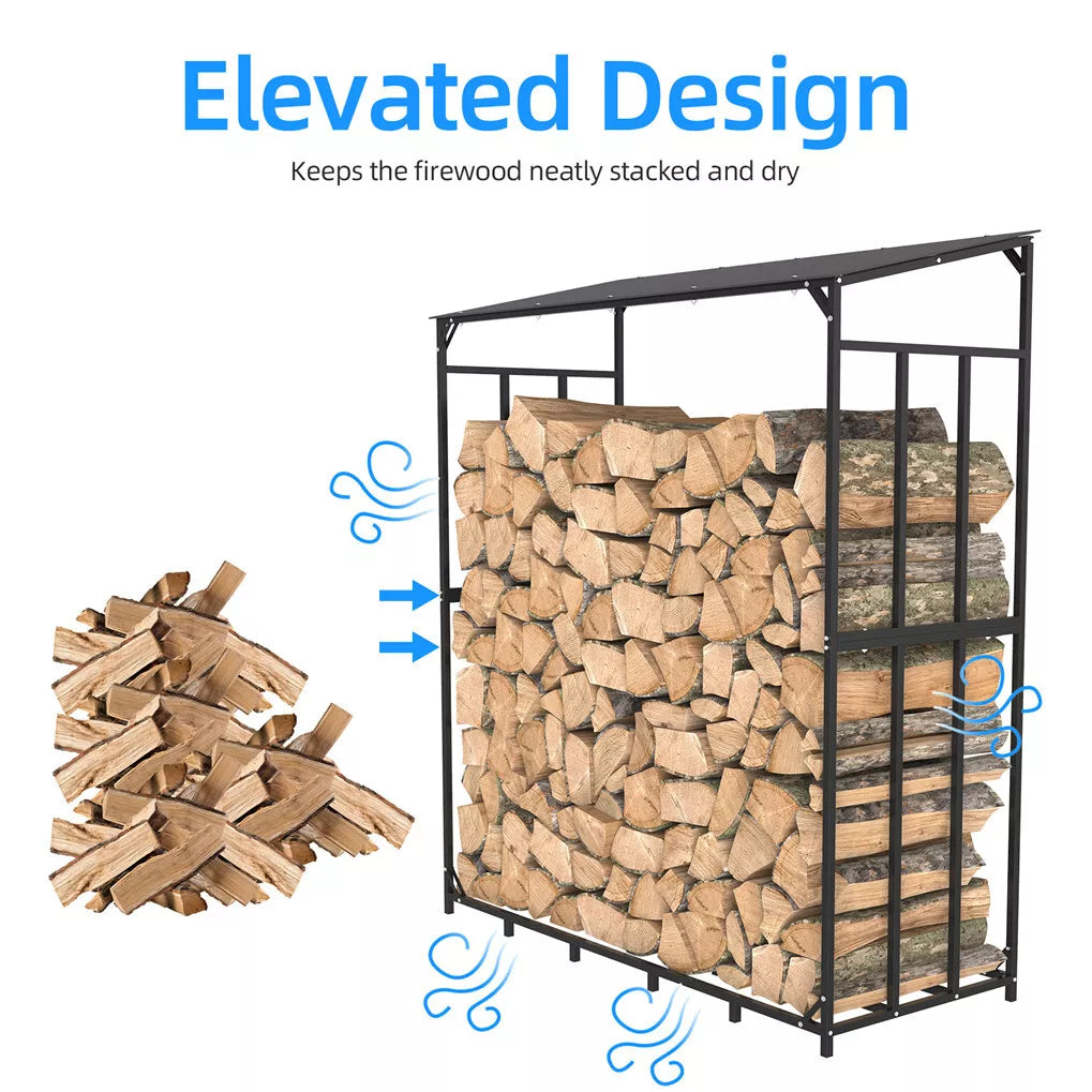 Extra Tall Outdoor Firewood Log Storage Rack