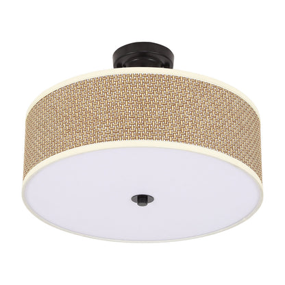 Rattan Semi Mount Ceiling Light