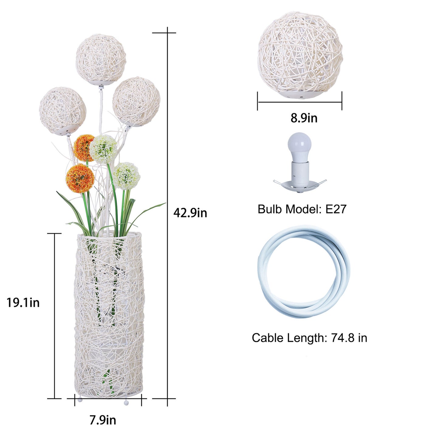 Rattan Flower Living Room Floor Lamp