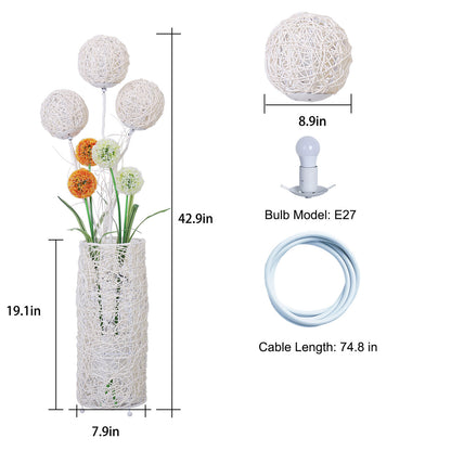 Rattan Flower Living Room Floor Lamp