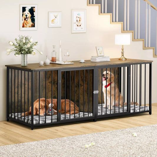 Marquez Double Dog Crate Furniture For 2 Dogs