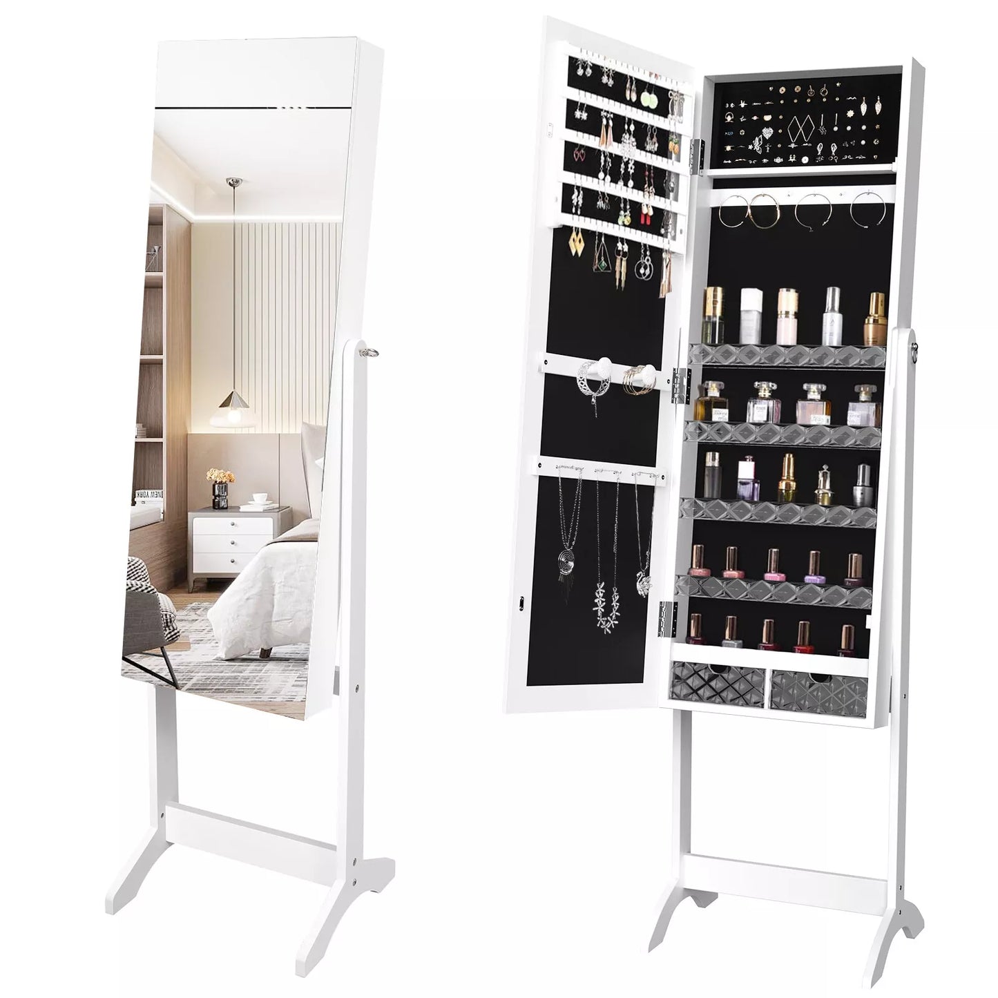 Tina Mirror Jewelry Armoire Cabinet