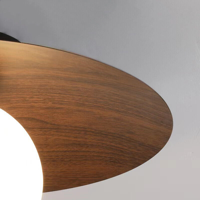 Modern Walnut Semi Mount Ceiling Light