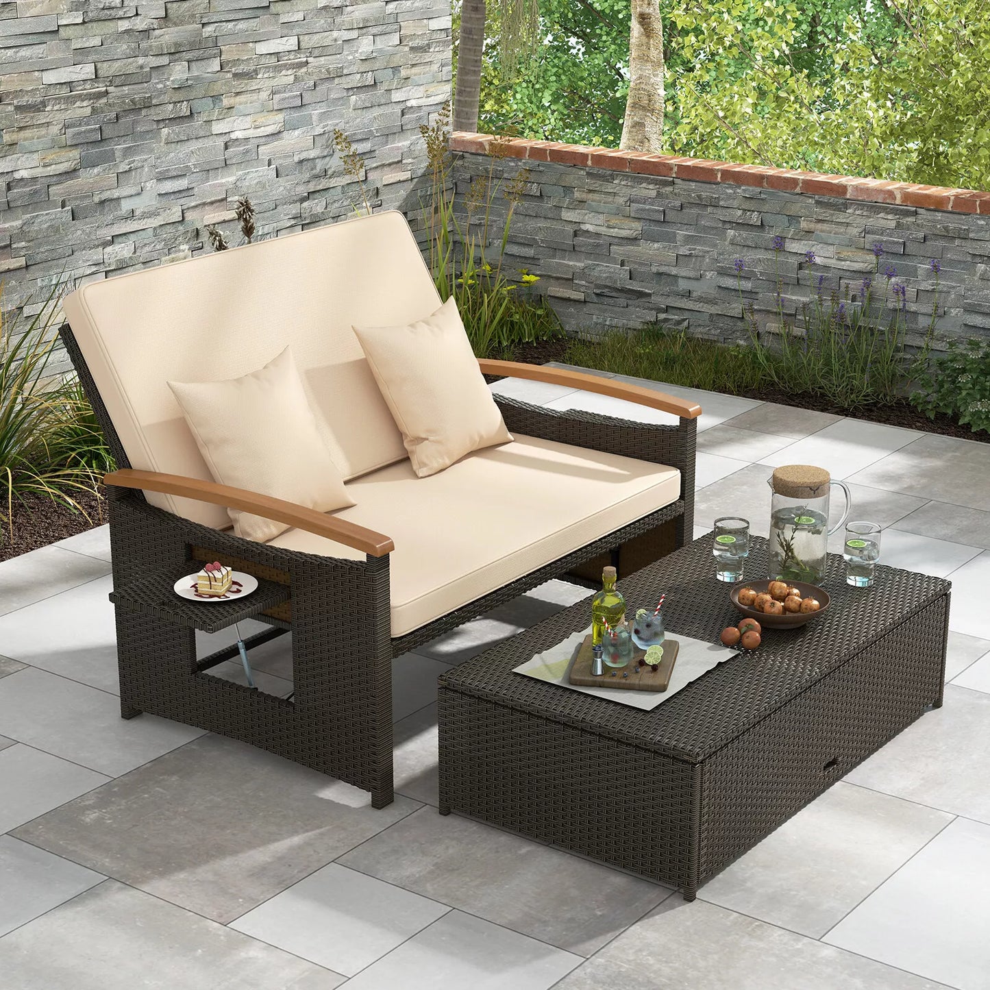 Oneal Outdoor Patio Rattan Daybed