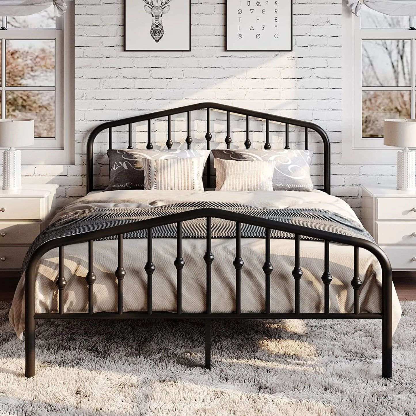 Yash Metal Full Size Mid Century Bed Frame