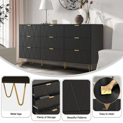 Cora Modern Wide 9 Drawer Chest Dresser