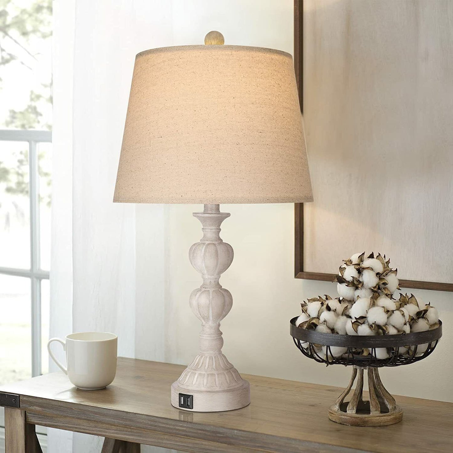 Linen Bedside Table Lamp (Set of 2)