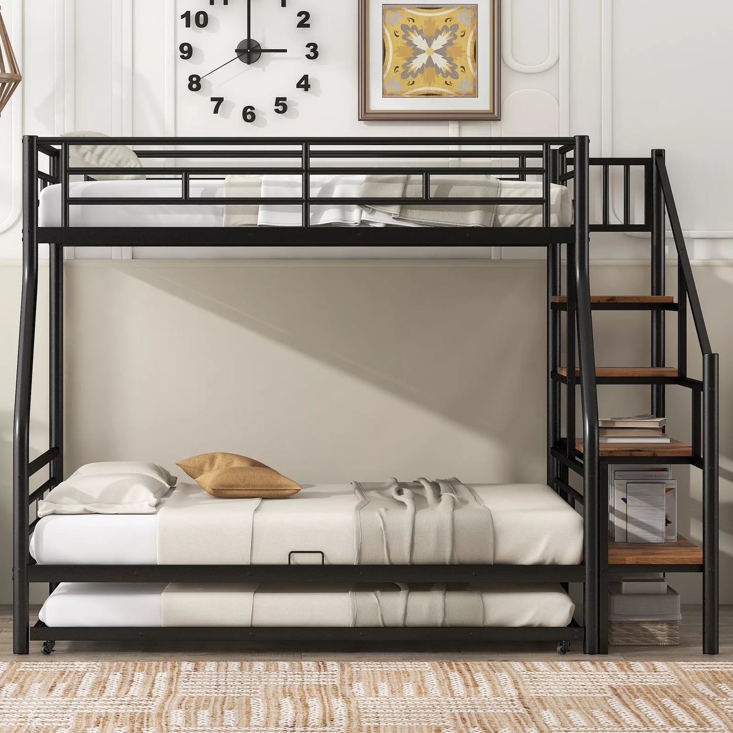 Lila Twin Over Full Adults Bunk Bed With Stairs