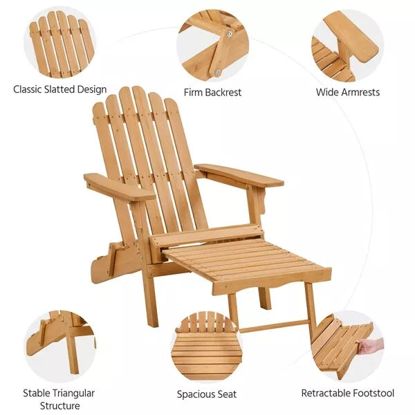 Outdoor Wood Adirondack Lounger Chair