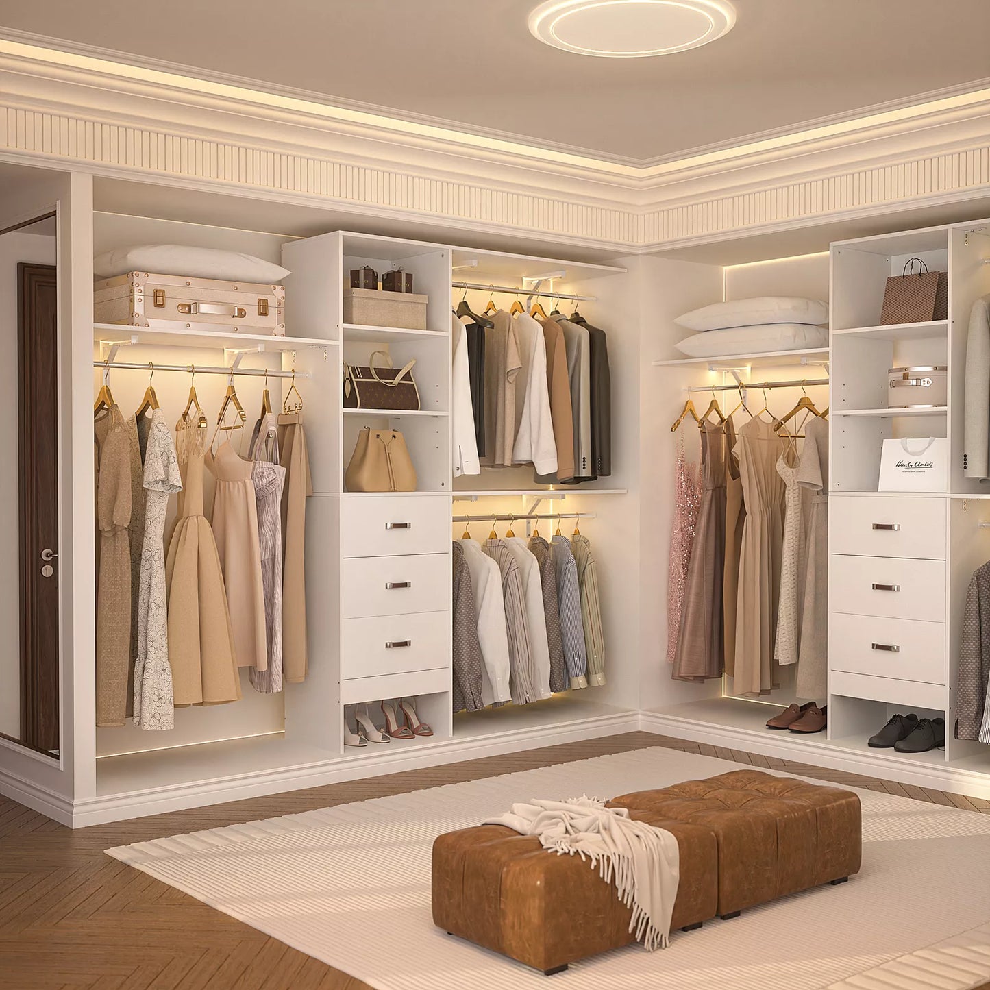 96" Walk In Closet System With Drawers