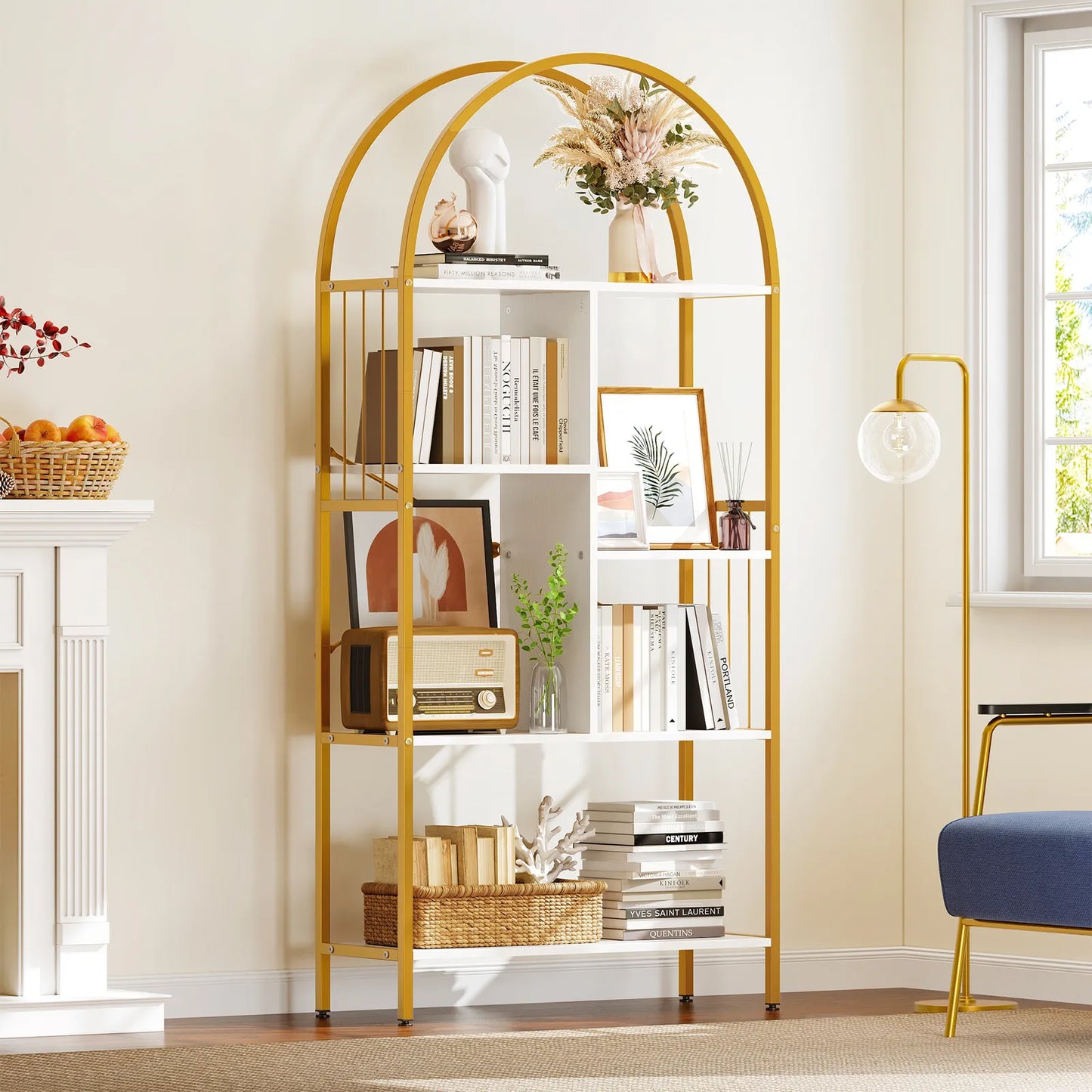 Kiera Modern Arched Bookcase Bookshelf