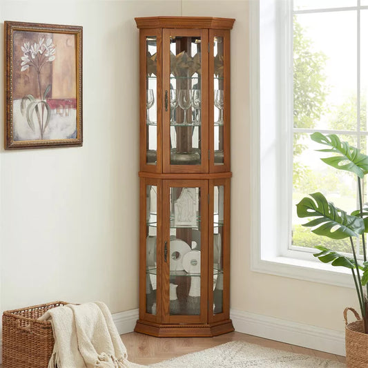 Lewis Corner Curio Cabinet With Glass Doors