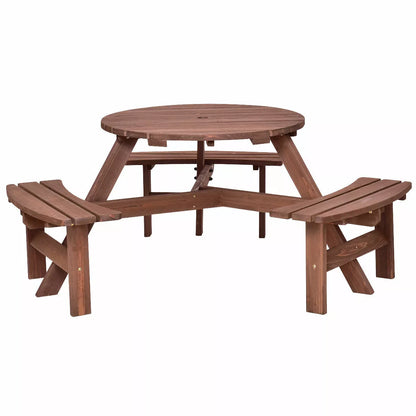 Outdoor Round Wood Picnic Table