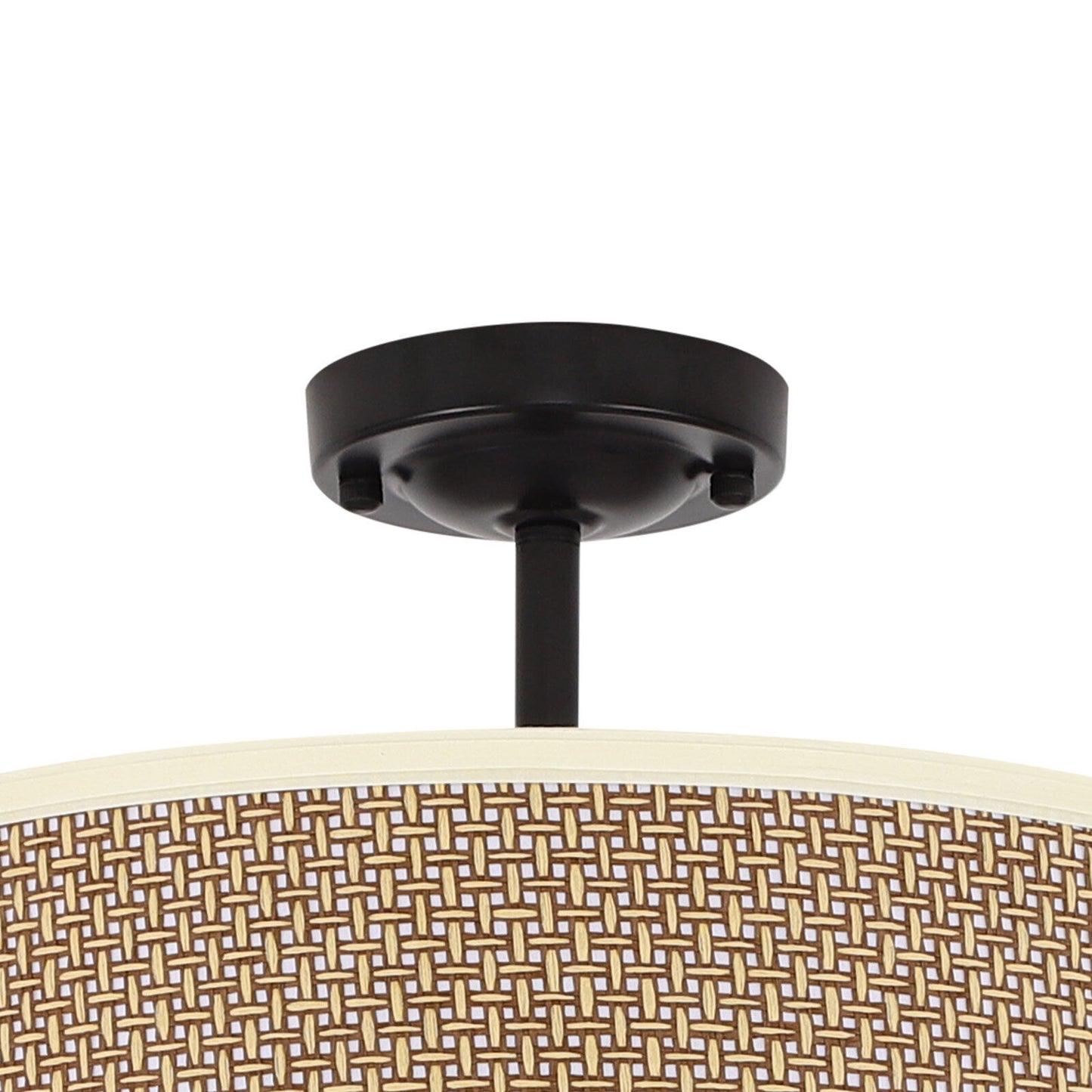 Rattan Semi Mount Ceiling Light