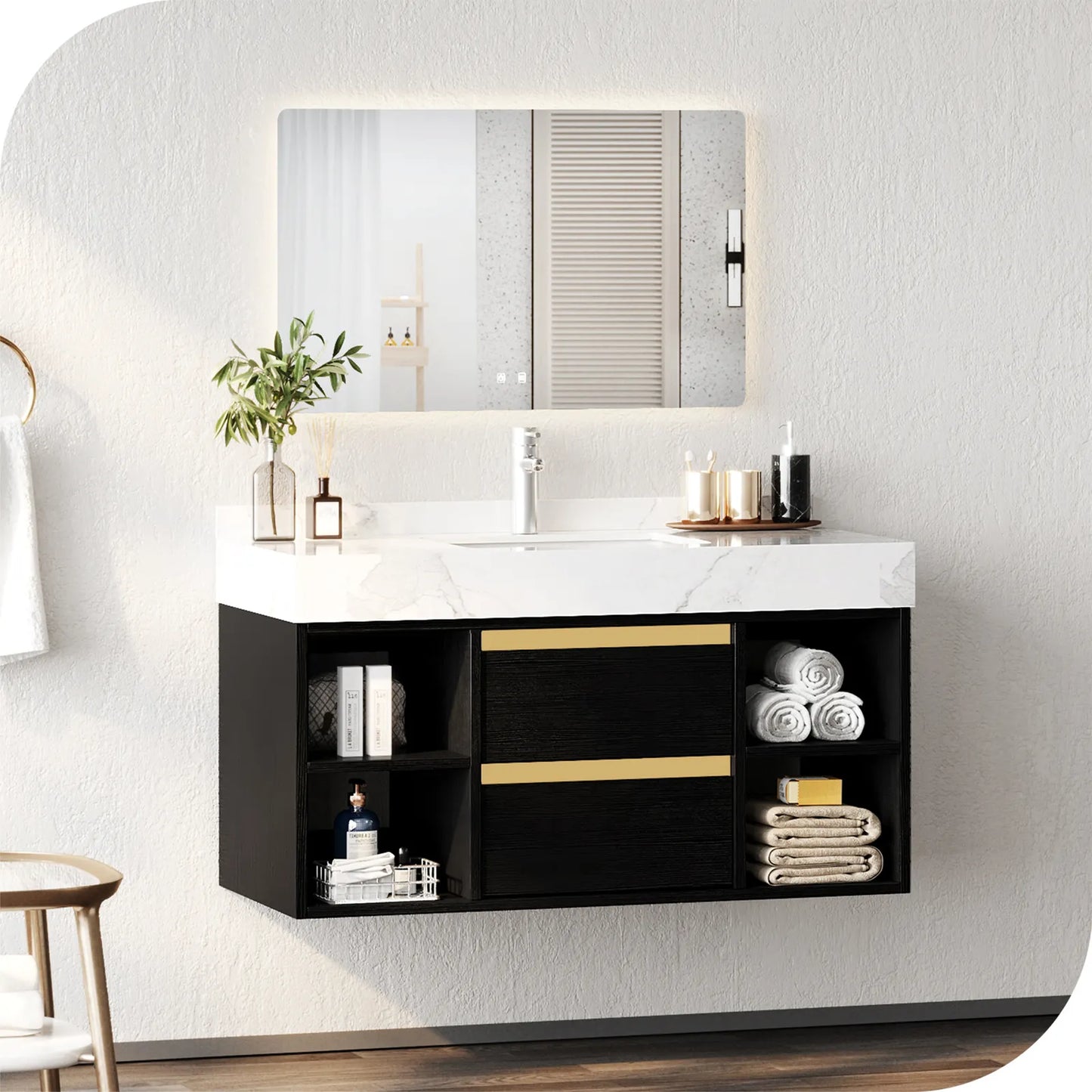 39" Wall Mounted Bathroom Vanity Cabinet With Sink