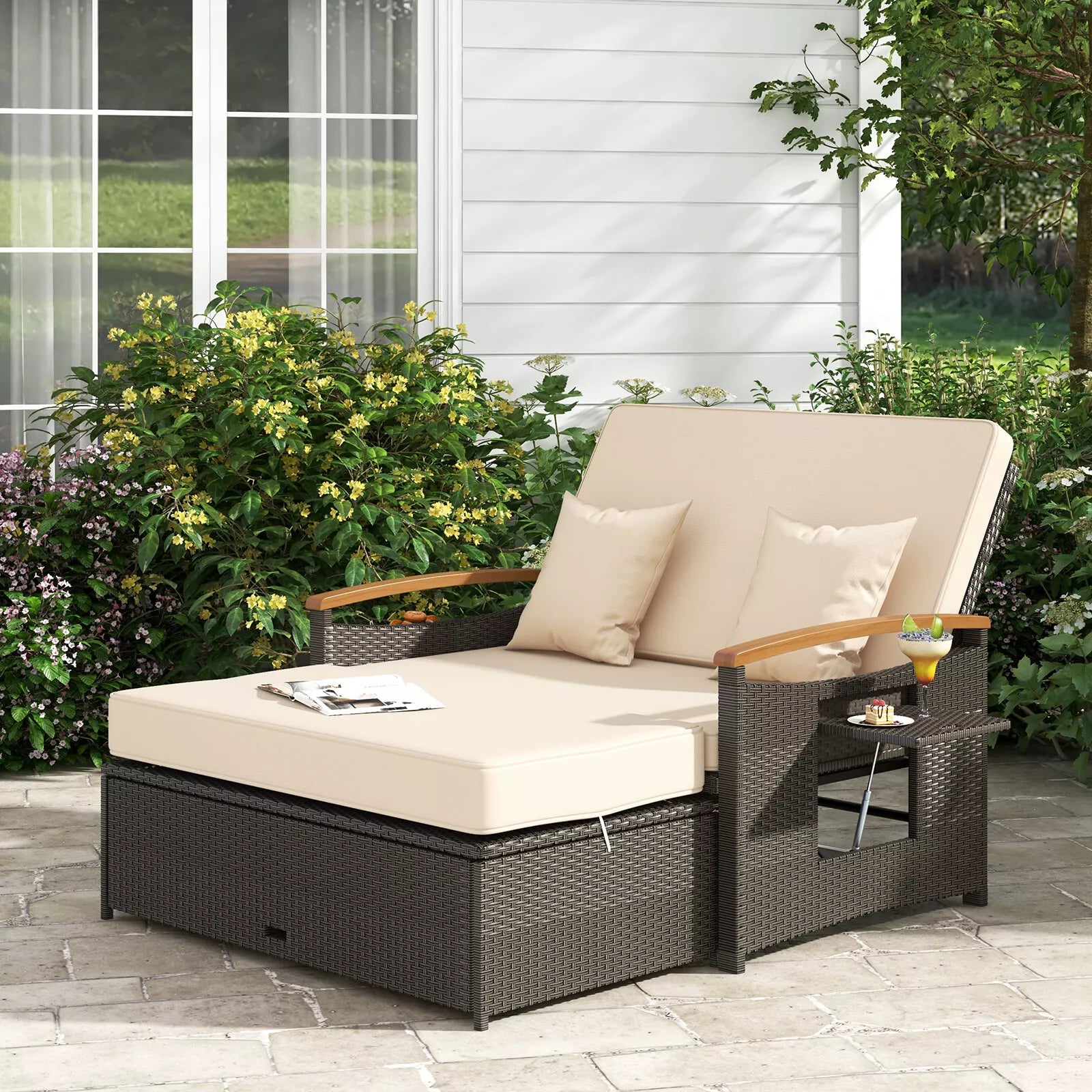 Outdoor Light Rattan Daybed Oneal Outdoor Patio Rattan Daybed – Canva Home