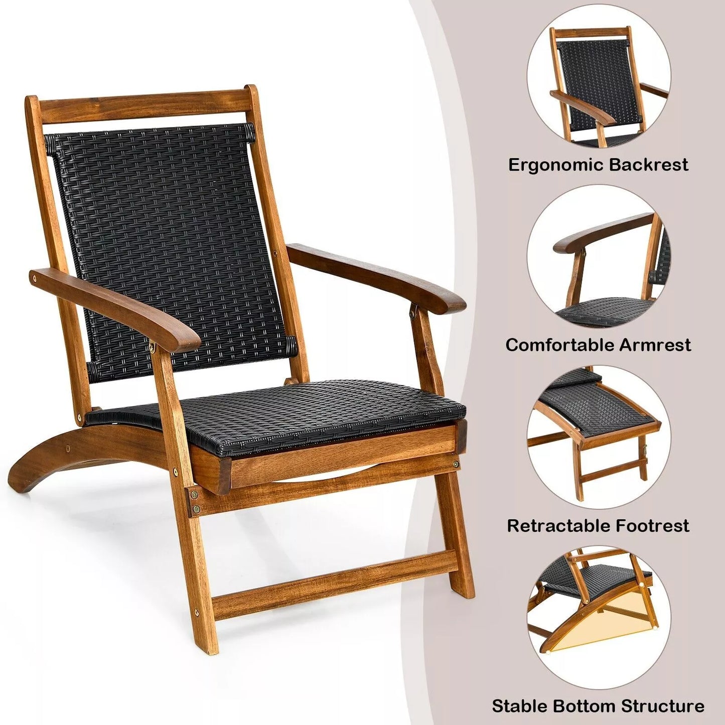 Holman Folding Wooden Garden Sun Lounger