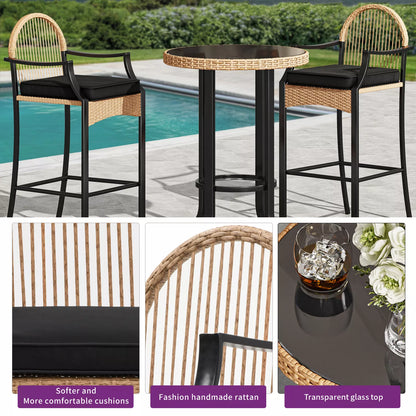 Oneal 3 Pieces Outdoor Patio Dining Set