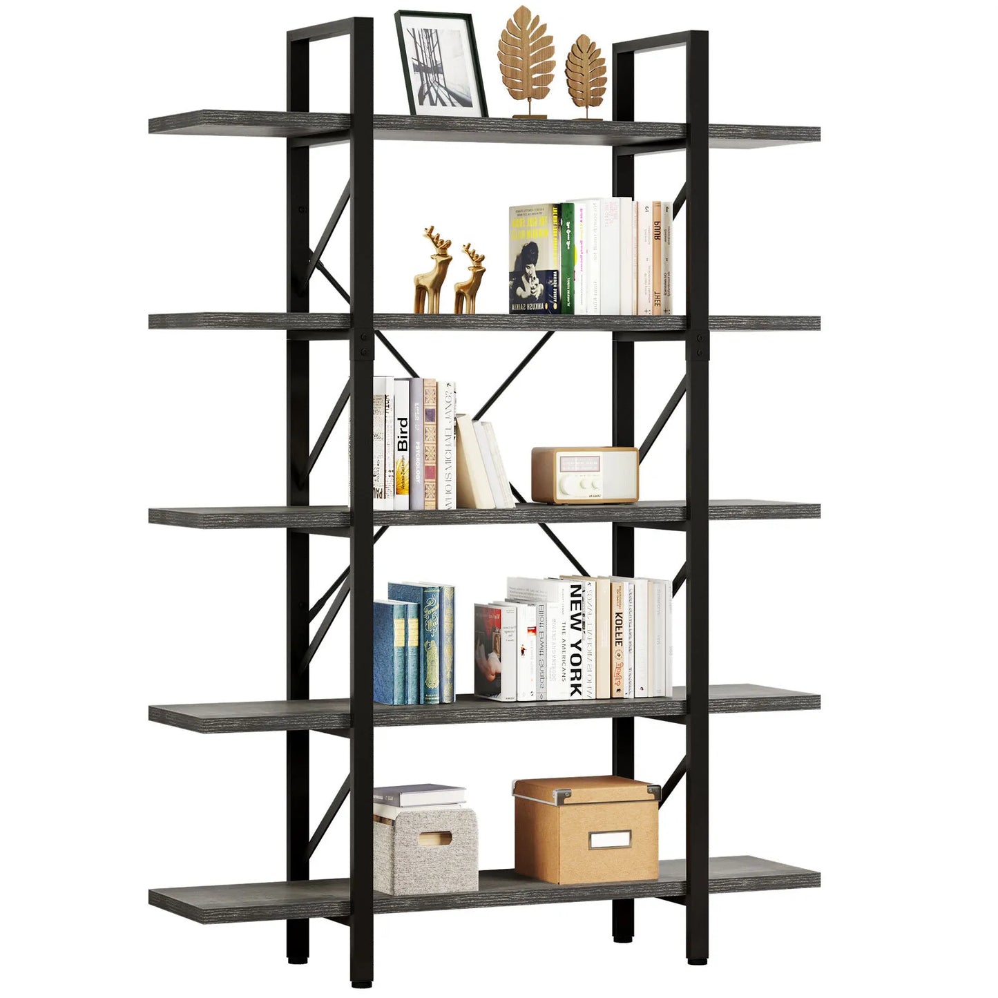 Tall Industrial Bookcase Bookshelf