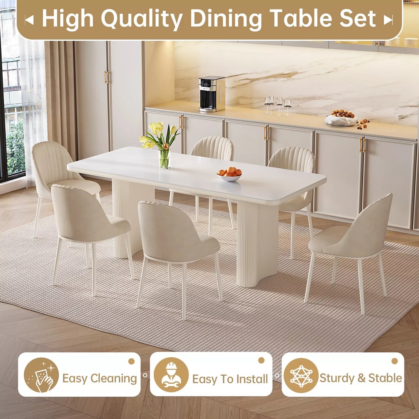 Haris Modern Dining Table Set For 6