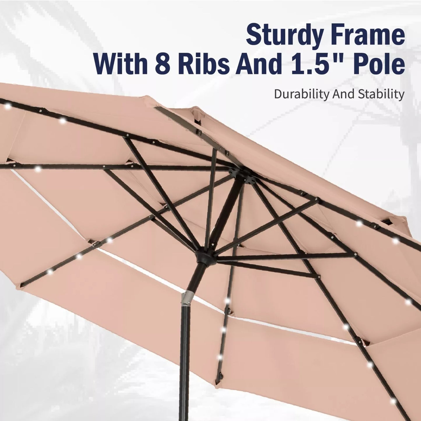 10FT Outdoor Patio Large Umbrella With Light