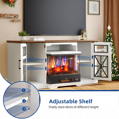 Kira Farmhouse Fireplace TV Stand (Up to 65")